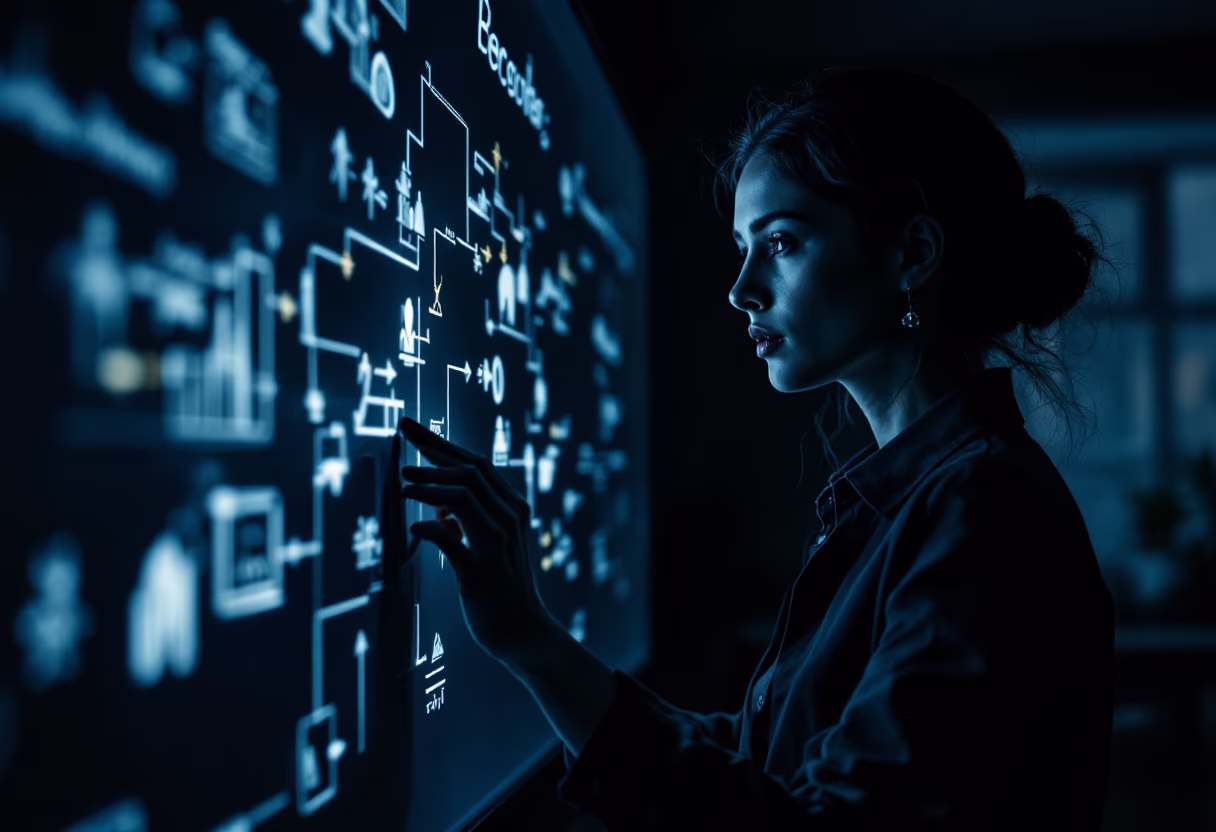 image of teacher using a smartboard (for a edtech)